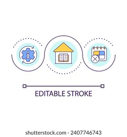 Informal education program loop concept icon. Flexible learning schedule. Studying process abstract idea thin line illustration. Isolated outline drawing. Editable stroke. Arial font used