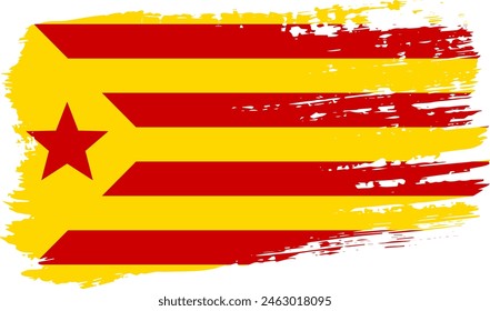 Informal flag of Catalan lands, red estelada, , wide brush stroke on transparent background, vector.