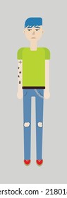 Informal, Geek, Punk, Rocker Character In Vector