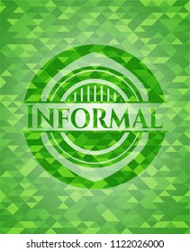 Informal green emblem with mosaic background