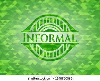 Informal green emblem with mosaic ecological style background
