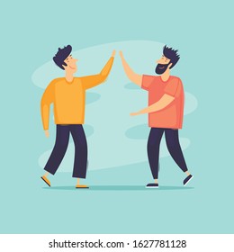  Informal greeting. Flat design vector illustration.