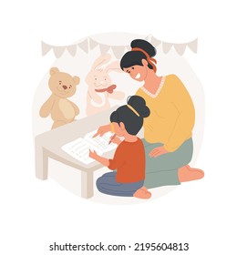 Informal Learning Isolated Cartoon Vector Illustration. Interest-driven Curricula, Through Playing Educational Game, Informal Teaching Method, Child Doing Crossword With Parent Vector Cartoon.