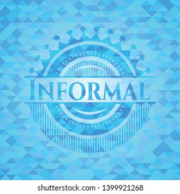 Informal light blue emblem. Mosaic background