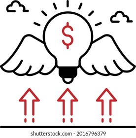informal risk capitalist Vector Icon Design, Business and Management Symbol, Banking and finance Sign, ECommerce and Delivery Stock, Wings, Bulb and Cloud illustration, Angel Investor Concept,