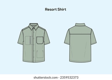 an informal style of shirt with short sleeves and a collar, and often a colorful pattern : Resort shirts are for people who want to look smart but still comfortable in a warmer climate. Compare.