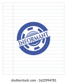 Informant with pen strokes. Blue ink. Vector Illustration. Detailed.