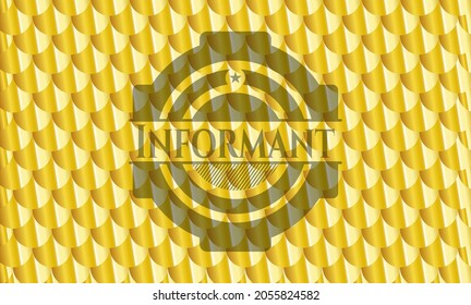 Informant shiny golden badge. Scales pattern. Vector Illustration. Detailed. 