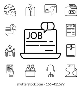 Information about working in a laptop icon. Detailed set of interview icons. Premium quality graphic design. One of the collection icons for websites, web design, mobile