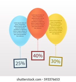 Information abstract air balloons infographic template. Vector statistical elements. Sale mock up