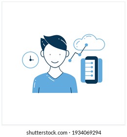 Information age flat icon. Opportunities for individuals to process information freely and have instant access to knowledge. Information overload concept.Vector illustration
