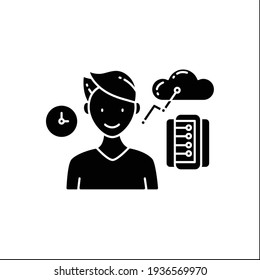 Information age glyph icon. Opportunities for individuals to process information freely and have instant access to knowledge.Filled flat sign. Isolated silhouette vector illustration