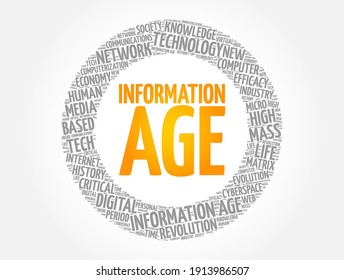 Collage de palabras en la nube de la edad de la información, fondo del concepto