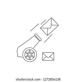 Information alert, bombardment messaging. Vector icon, white background.
