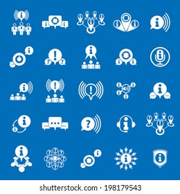 Information analyzing collecting and exchange theme icon set, analyze and solution, vector conceptual unusual symbols for your design.