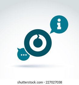 Information analyzing collecting and exchange theme icon, analyze and solution, vector conceptual unusual symbol for your design.