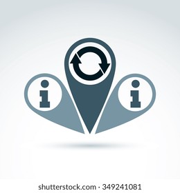 Information analyzing collecting and exchange theme icon, analyze and solution, vector conceptual unusual symbol for your design.