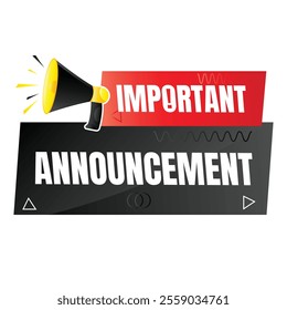 Information announcement vector information icon, Important notice microphone banner vector, public awareness announcement