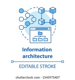 Information Architecture Concept Icon. Software Development Kit Idea Thin Line Illustration. Managing User Information And Sitemap. Program Developer. Vector Isolated Outline Drawing. Editable Stroke