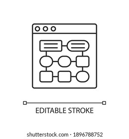 Information architecture (IA) linear icon. Website structure development. Content organization. Thin line customizable illustration. Contour symbol. Vector isolated outline drawing. Editable stroke