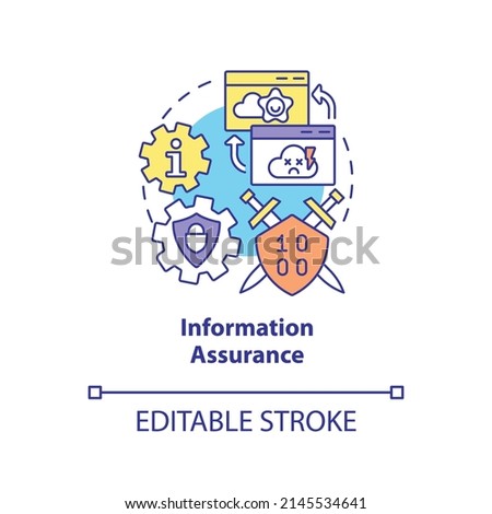 Information assurance concept icon. Data protection. Basic definition abstract idea thin line illustration. Isolated outline drawing. Editable stroke. Arial, Myriad Pro-Bold fonts used