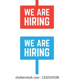 Information banner with we are hiring message. We hiring message advertisement illustration