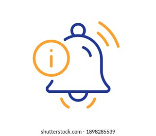 Icono de la línea del timbre de información. Signo de información de recordatorio de alarma. Símbolo del mensaje de notificación. Elemento de diseño de calidad. Icono de timbre de información de estilo de línea. Trazo editable. Vector