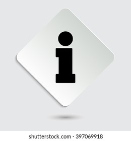 information - black vector icon  on a paper button