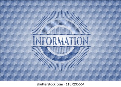 Information blue polygonal emblem.