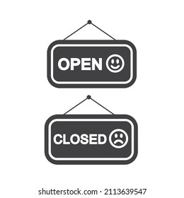 Information boards with the inscription,  Open and Closed, vector.