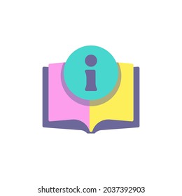 Information book flat icon, vector sign, manual, info colorful pictogram isolated on white. Symbol, logo illustration. Flat style design