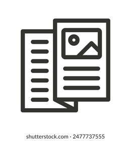 Information booklet or brochure linear icon. Advertising pamphlet outline vector illustration