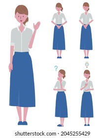(Information, bowing, convincing, wondering) Female illustration set