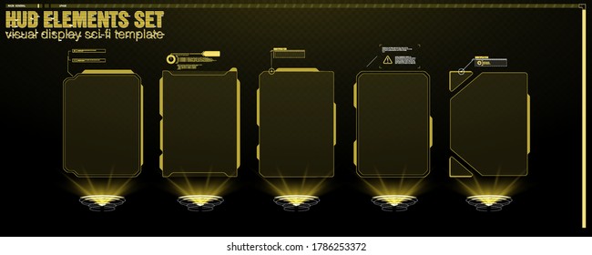 Information box bars and modern digital info frame layout templates. Good for game UI/UX. Vector Illustration A set of modern frames, callouts for user menu interface elements in futuristic HUD style.