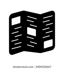 Information brochure icon. Advertising pamphlet illustration. Unfolded paper sheet contour symbol.