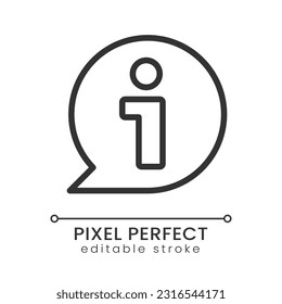 Information bubble blue pixel perfect linear icon. Help desk. Customer assistance. Online guidance. Thin line illustration. Contour symbol. Vector outline drawing. Editable stroke. Poppins font used