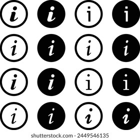 information button, black white symbol, info icon set, vector illustration.