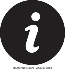 Information button icon. Black round information icon button isolated on transparent background. Info symbol. Information help vector illustration.