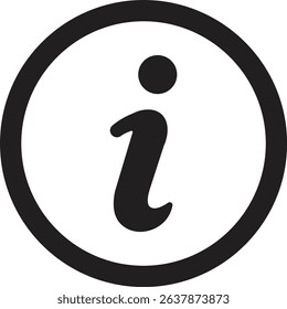 Information button icon. Black round information icon button isolated on transparent background. Info symbol. Information help vector illustration.