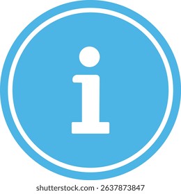 Information button icon. Blue round information icon button isolated on transparent background. Info symbol. Information help vector illustration.