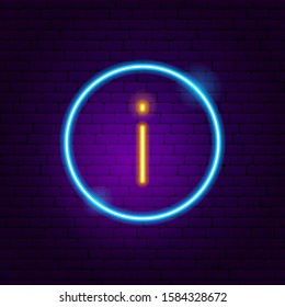 Information Button Neon Sign. Vector Illustration of User Interface Promotion.