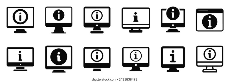 icono de contorno de botón de información en colores blanco y negro.	
