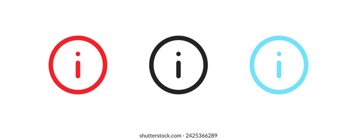 Information buttons icons. Flat, color, buttons for information icons. Vector icons