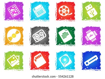 Information carriers simply symbols in grunge style for user interface design