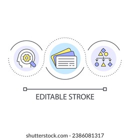 Information categorization loop concept icon. Card sorting exercises. User experience design principle abstract idea thin line illustration. Isolated outline drawing. Editable stroke. Arial font used