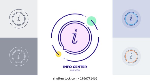 Information center line art vector icon. Outline symbol of online customer support. Help information made of thin stroke. Isolated on background.