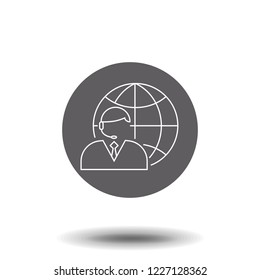 Information center linear icons. call center operator. Thin line contour symbols. Isolated vector outline illustrations