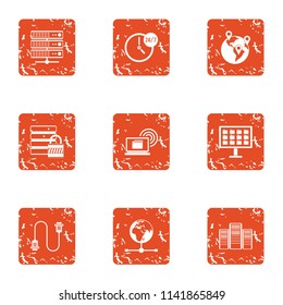 Information centre icons set. Grunge set of 9 information centre vector icons for web isolated on white background