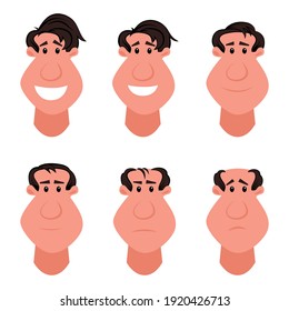 Information chart showing types and stages of hair loss for men. Bolding head from full hair cover to a final stage of baldness.