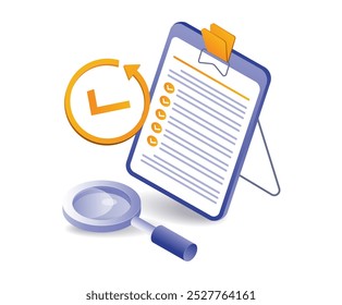 Information checklist and magnifying glass